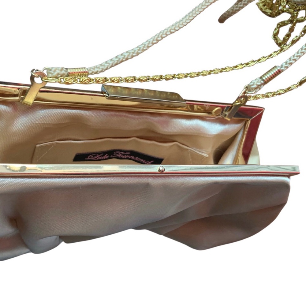 Lulu Townsend Satin Cream Clutch with Gold Chain - Picture 10 of 16